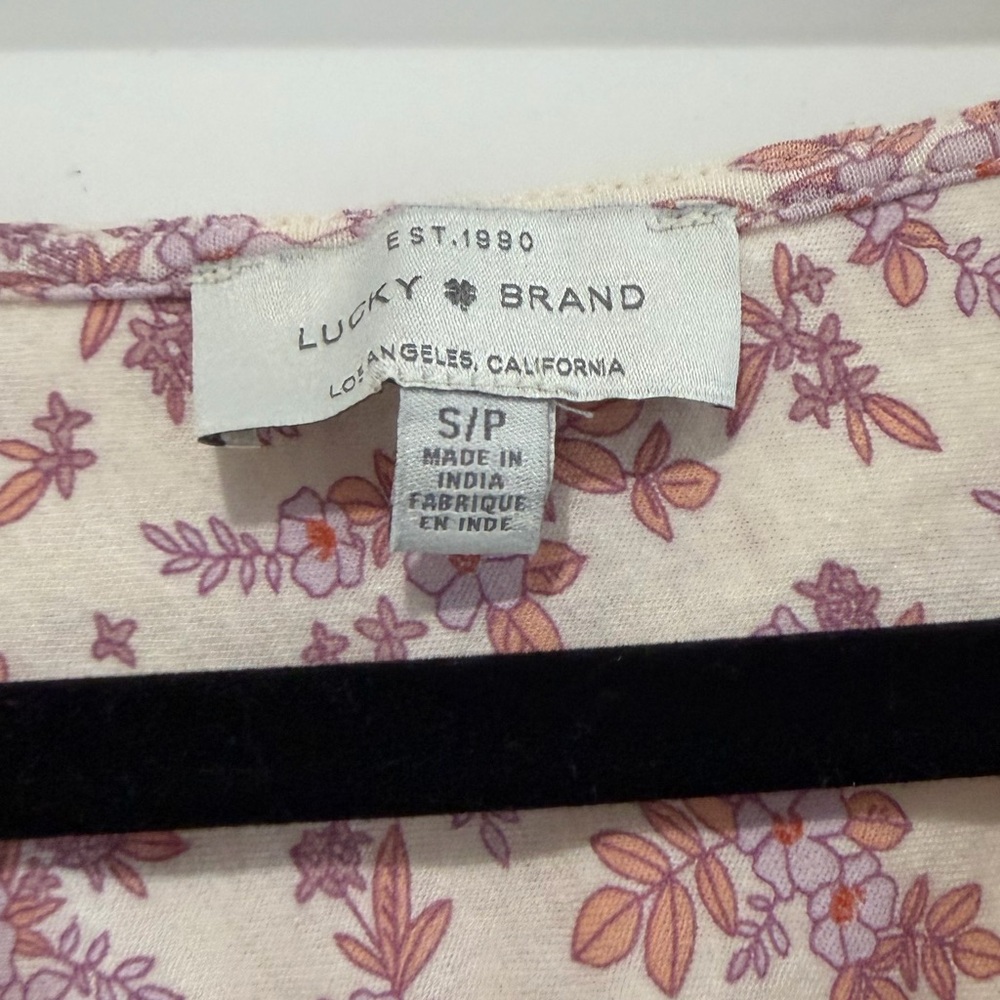 Lucky Brand Pink and Cream Floral Blouse 100% Cotton - Picture 3 of 5